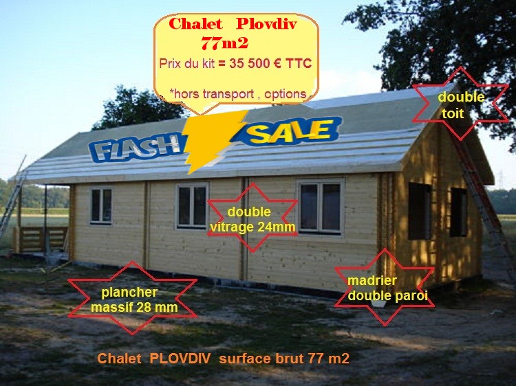 Chalet bois kit habitable PLOVDIV 77m²